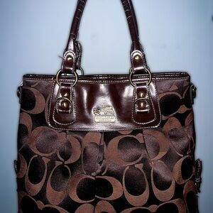 Coach Dark Brown Signature Shoulder Bag